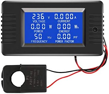 AC Current Voltage Amperage Power Energy Panel Meter LCD Digital Display Ammeter Voltmeter Multimeter with Split Core Current Transformer CT AC 80-260V 100A Multi-Function Power Monitor