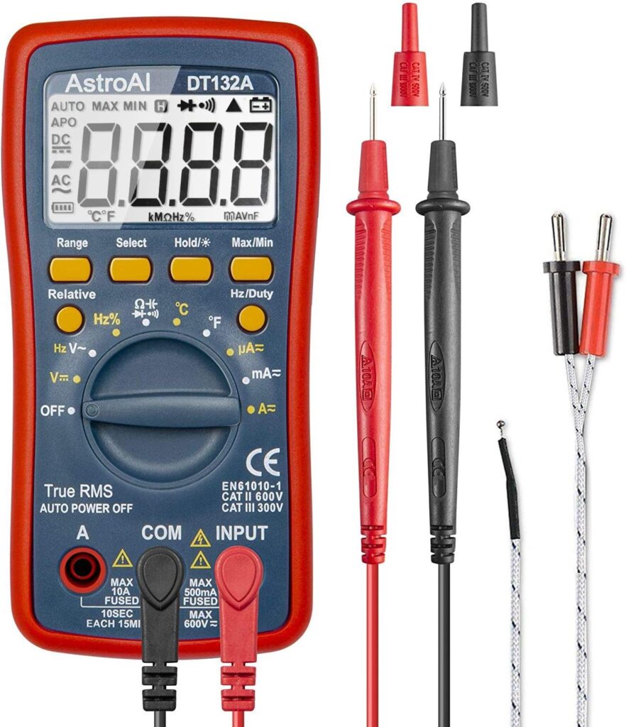 AstroAI Digital Multimeter TRMS 4000 Counts with DC AC voltmeter and Auto-Ranging Fast Accurately Measures Voltage, Current, Resistance, Capacitance, Temperature, Continuity, Frequency and Duty-Cycle.