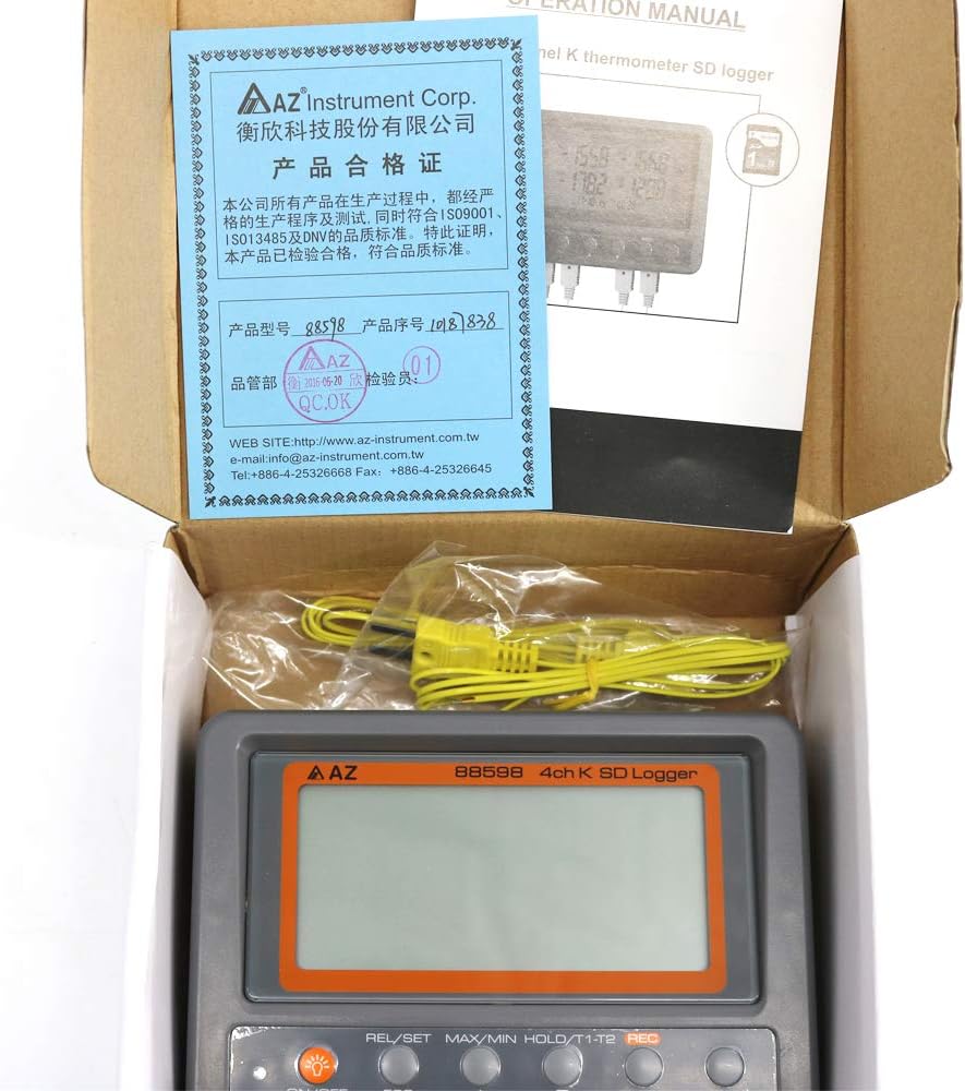 AZ88598 Multi-Channel Digital Thermometer 4 Channel K Type SD Card Data Logger Temperature Recorder