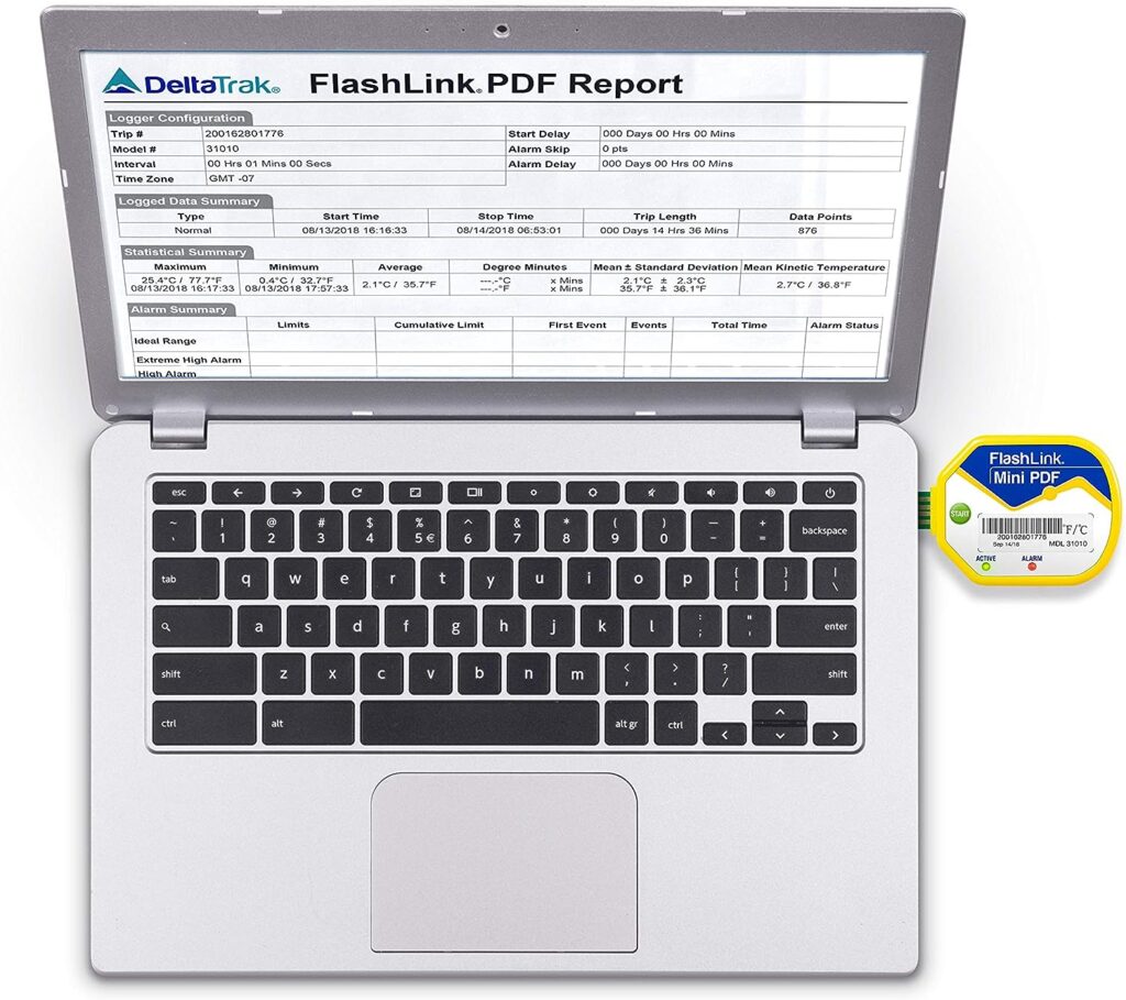 Deltatrak (10 Pack) 85 Days USB Temperature Data Logger Recorder in-Transit Trip Single Use Cold Chain PDF Logger