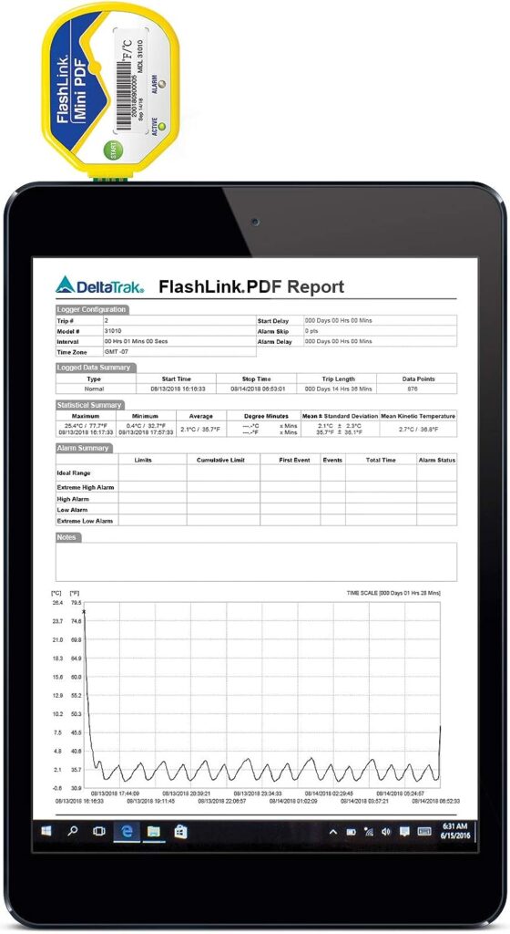 Deltatrak (10 Pack) 85 Days USB Temperature Data Logger Recorder in-Transit Trip Single Use Cold Chain PDF Logger