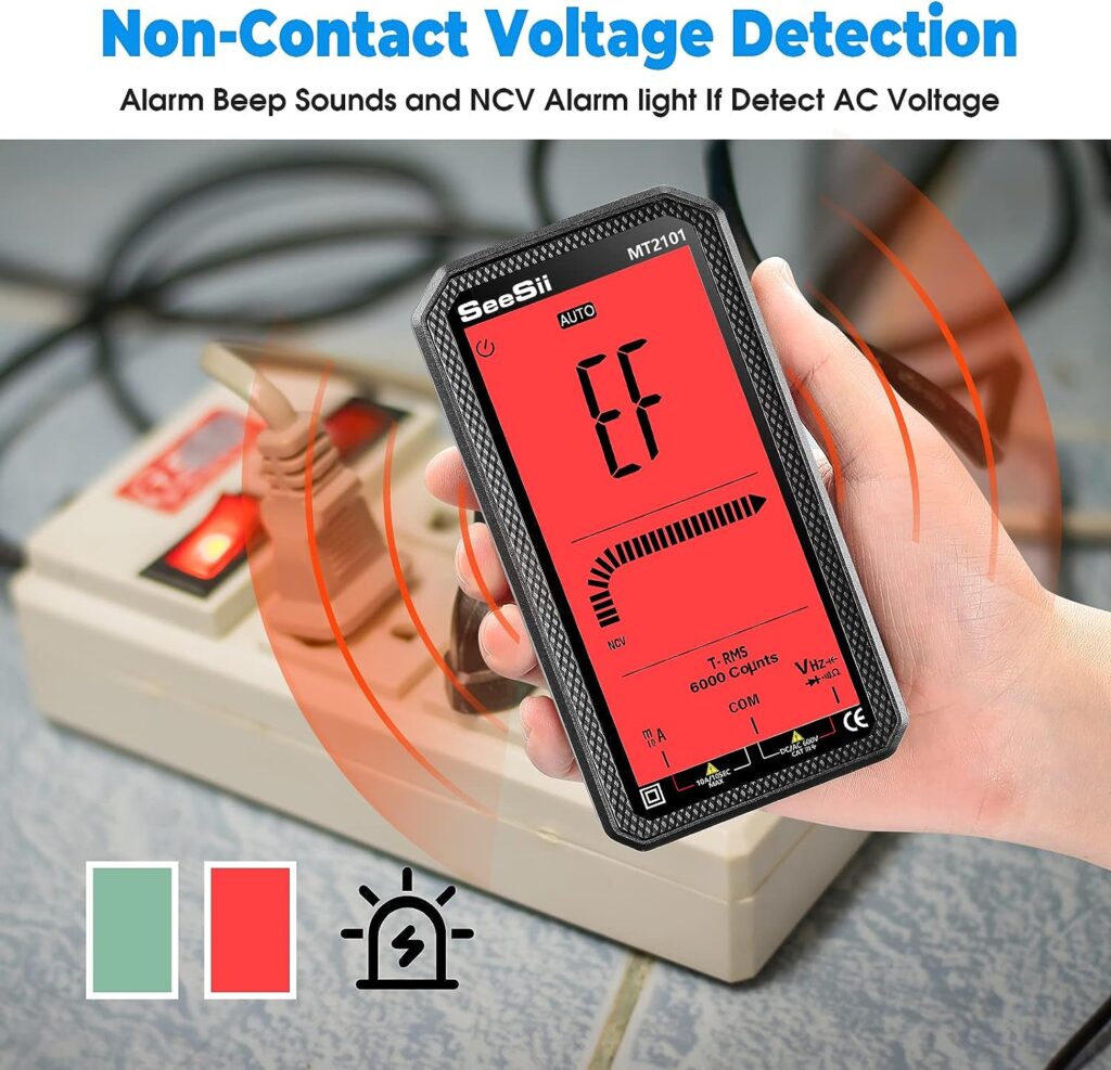 Digital Multimeter,4.7 Inch Large Screen Multimeter Tester TRMS 6000 Counts Voltmeter Auto-Ranging Fast Measures Voltage Current Amp Resistance Diodes Continuity Duty-Cycle Capacitance Temperature