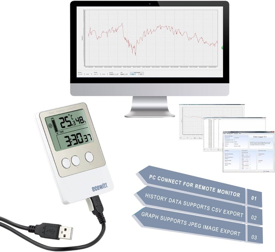 DS102 USB Temperature Humidity Data Logger Recorder 20736 Points with PC Software