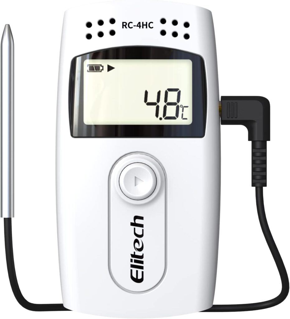 Elitech Digital Temperature Humidity Data Logger Medical Refrigerator Thermometer Vaccine Fridge Temperature Monitor, RC-4HC