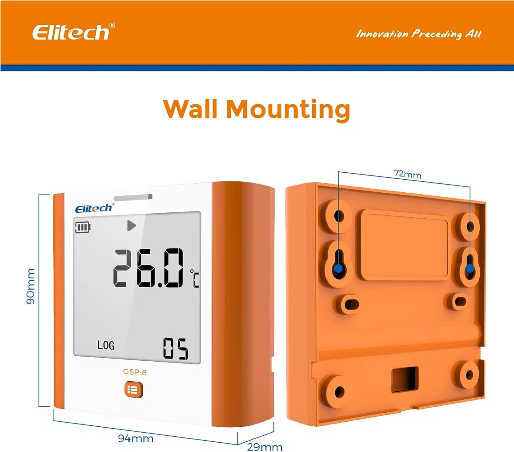 Elitech GSP-8 Digital Data Logger Refrigerator Temperature Humidity Recorder Alarm