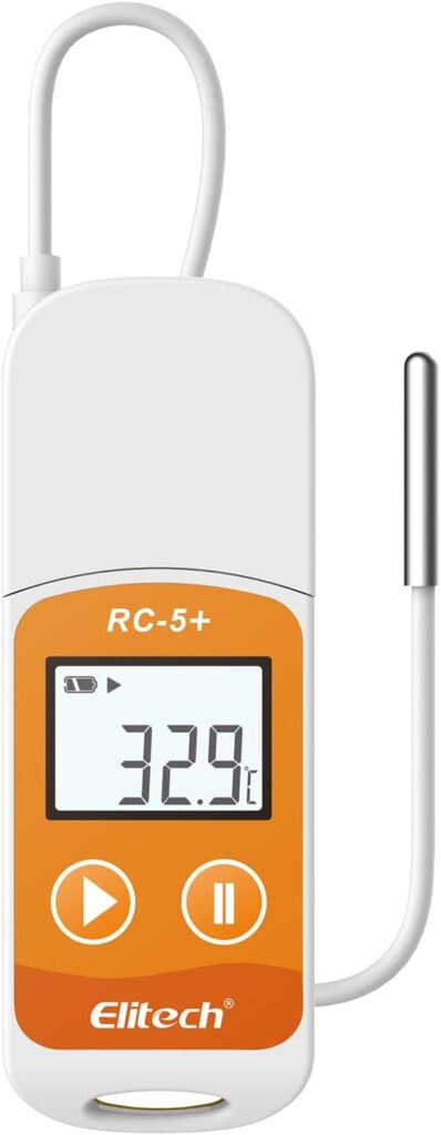 Elitech RC-5+ TE Digital PDF USB Temperature Data Logger Reusable Recorder Refrigerator Thermometer 32000 Points High Accuracy (Extra External Sensor)