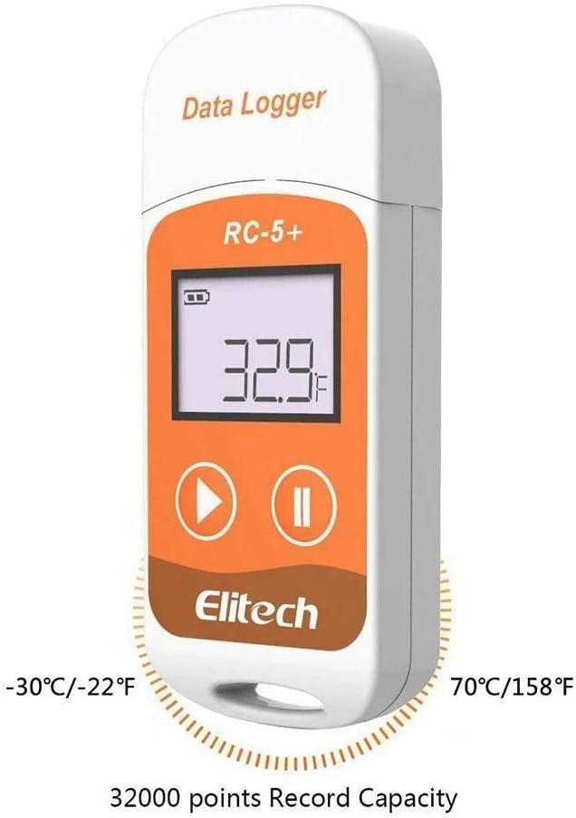 Elitech RC5+ Multi-Use Temperature Data Logger(Range: -22°F to 158°F) for Vaccine, Biolab, Hatchery, Blood Bank, Cold Chain, Hatchery, Refeer Truck, Cargo by INSTRUKART (Pack of 4)