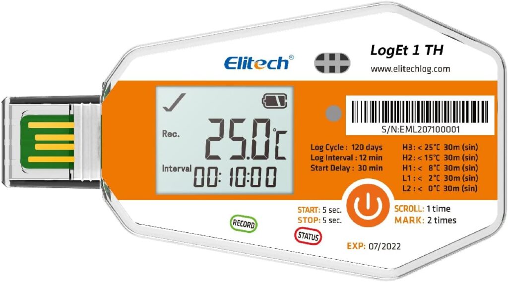 Elitech Temperature Humidity Data Logger Single Use Temperature Recorder PDF Report USB Temperature Logger 16000 Points WHO PQS Listed LogEt1-TH