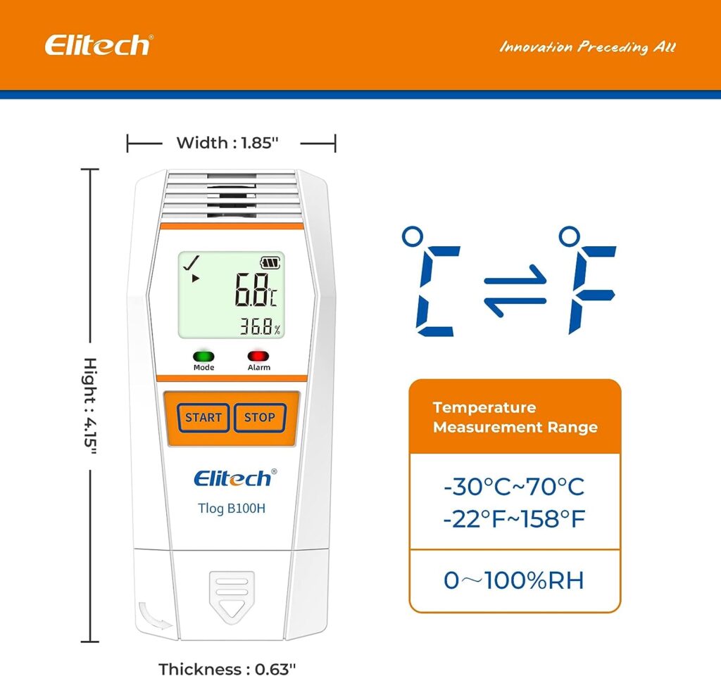 Elitech Tlog B100H Digital Data Logger Bluetooth Temperature Humidity Recorder