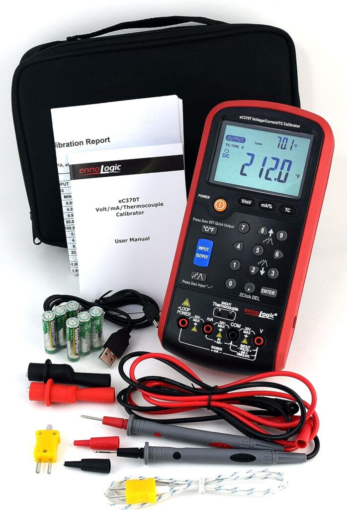 ennoLogic Volt mA Thermocouple Loop Process Calibrator eC370T - 0-20V and 4-20mA Simulator – Portable Millivolt mA and Temperature Signal Generator and Meter for Transmitters, Current Loops, PLC