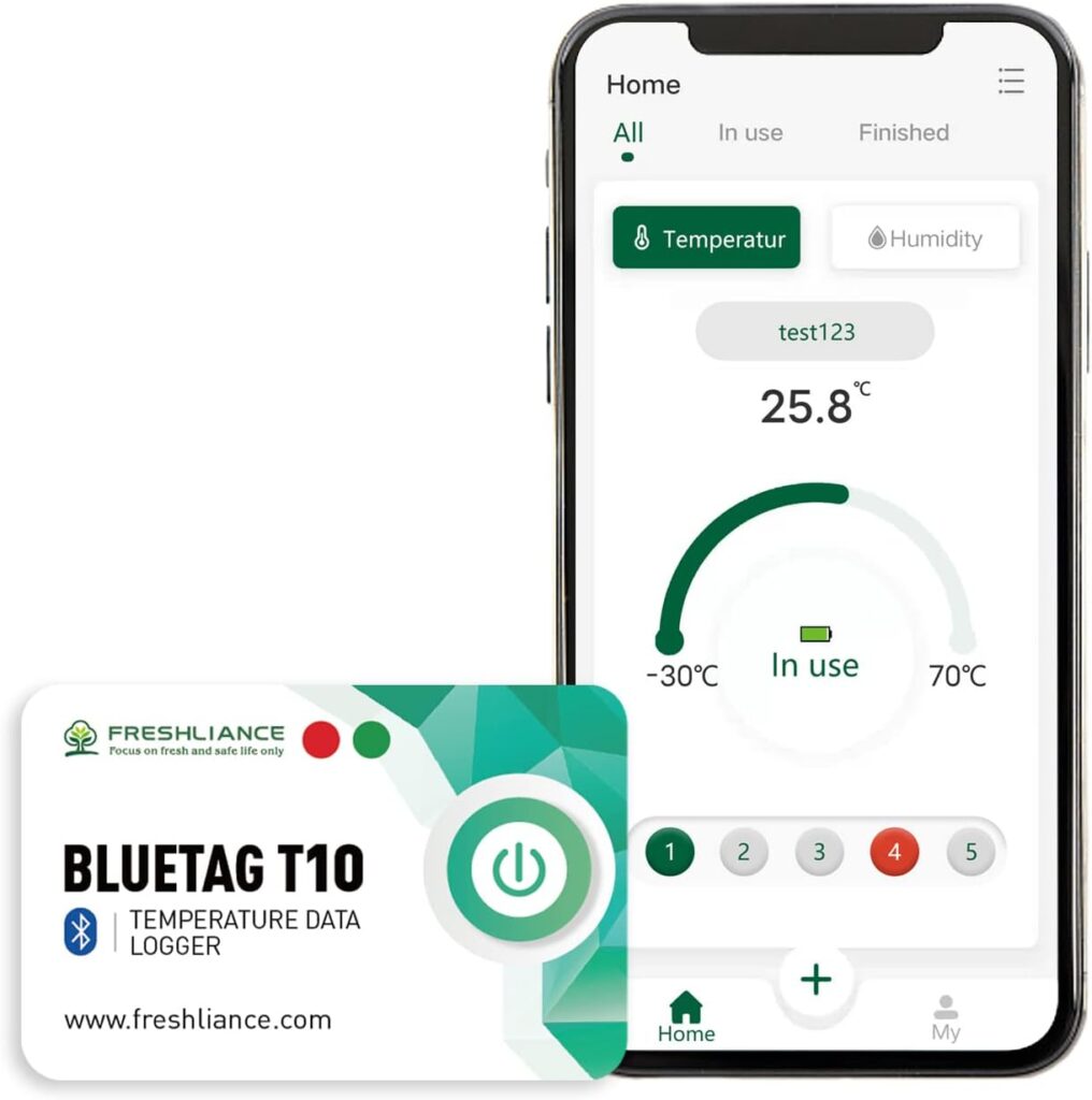 Freshliance Bluetooth Temperature Data Logger Recorder, Smart Multiple-use Wireless Thermometer Senor with APP Notification Alarm, 1 Year Data Storage Export, Remote Monitor for Freezer, Cigars