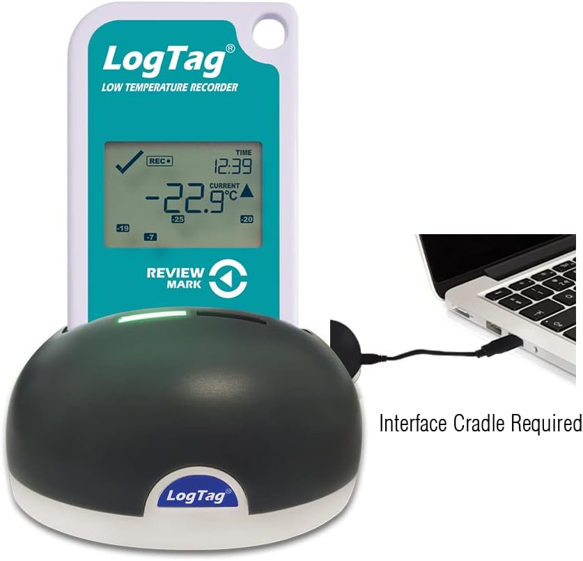 LogTag TREL30-16 Kit Includes: Data Logger, ST10M-15 External Probe with Buffer Bottle, Wall Mount Bracket  NIST Calibration Certificate, Blue/White