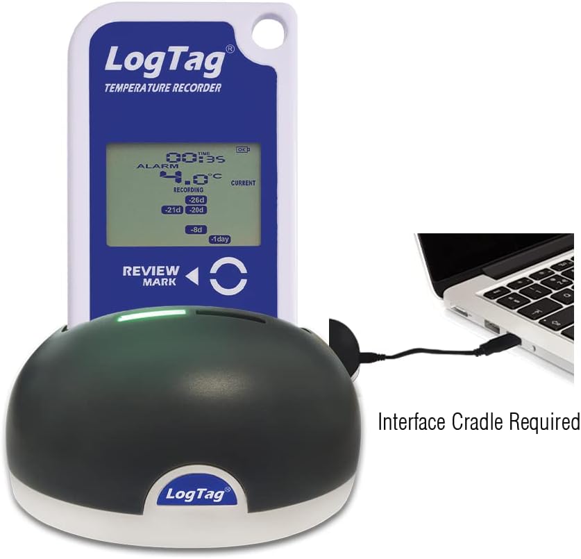 LogTag UHADO-16, Multi-use Data Logger, Temperature  Humidity, 16,000 Readings, with Display, with USB, White/Blue