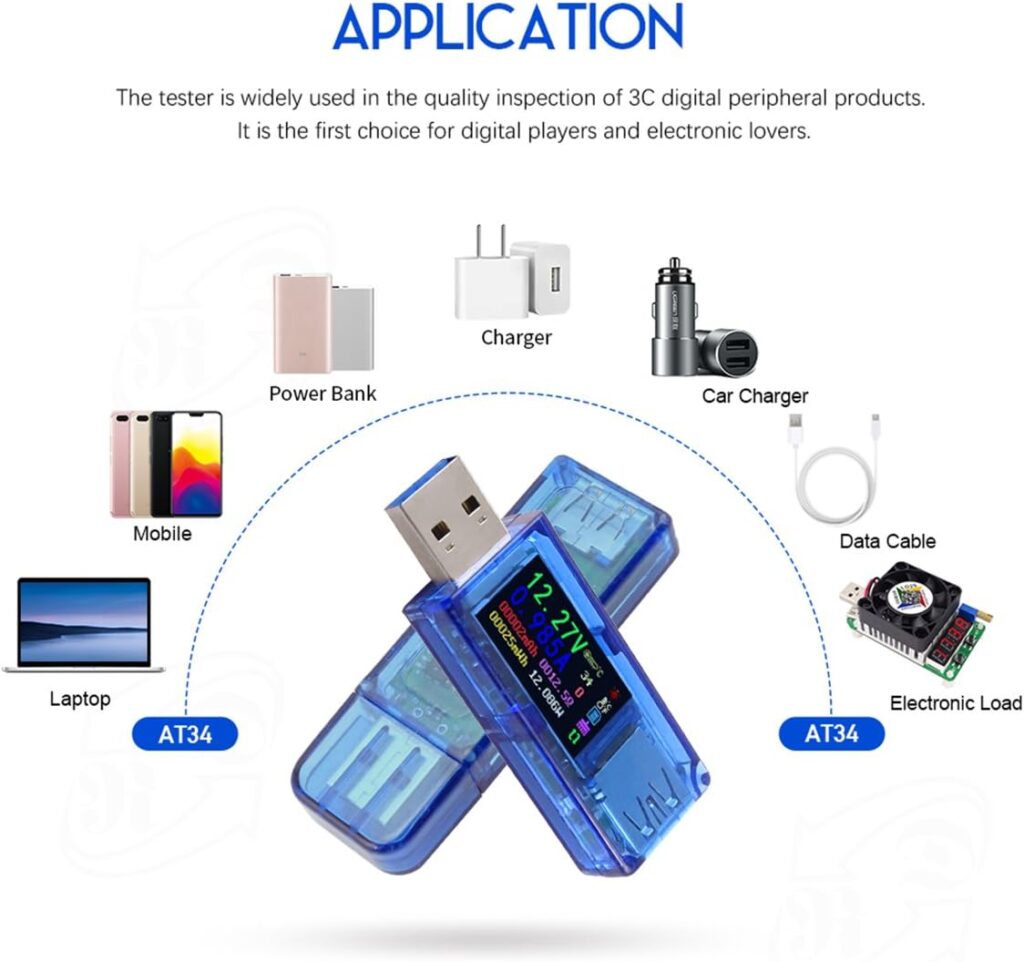 MakerHawk USB 3.0 Tester, USB Power Meter, 3.7-30V 0-4A Voltage Tester Multimeter, USB Current Meter Tester, IPS Color Display Voltmeter Ammeter, USB Charger Tester AT34