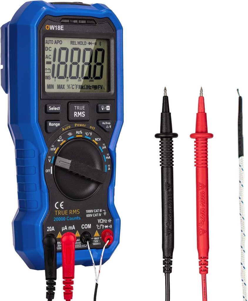 OW18E Handheld Digital Multimeter with Data Logger and Thermometer 3 in 1 Bluetooth Function with 4 1/2 Digits Resolution