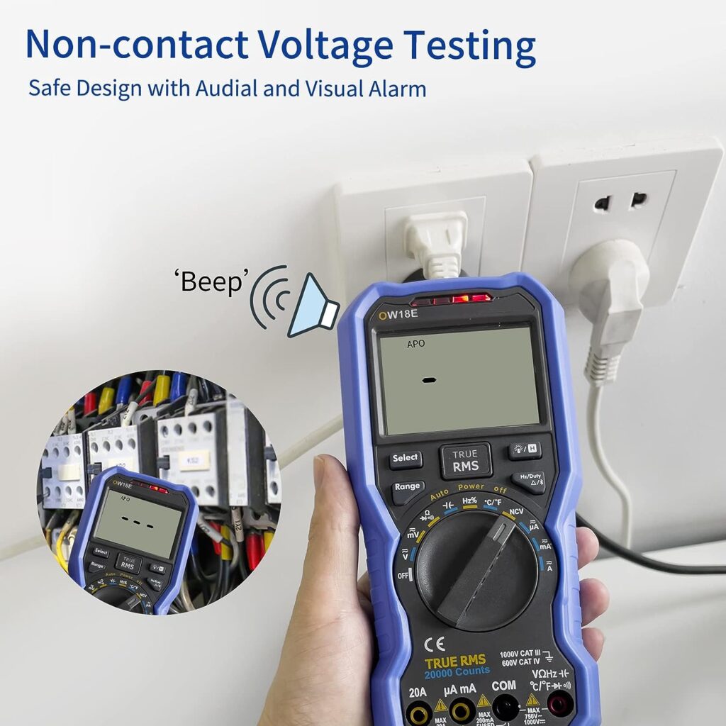 OWON OW18E Bluetooth Digital Multimeter, 20000 Counts True Rms, Voltmeter Auto-Ranging Measures Current Amp Resistance Diodes Continuity, Off-line Recording,Data Logger Thermometer