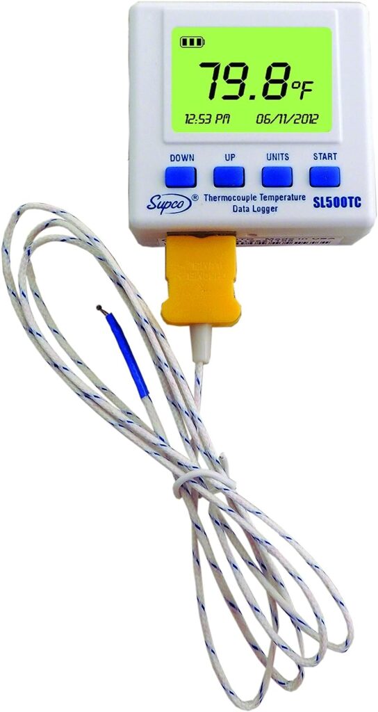 Supco SL500TC Thermocouple Temperature Data Logger with Real Time LCD,White