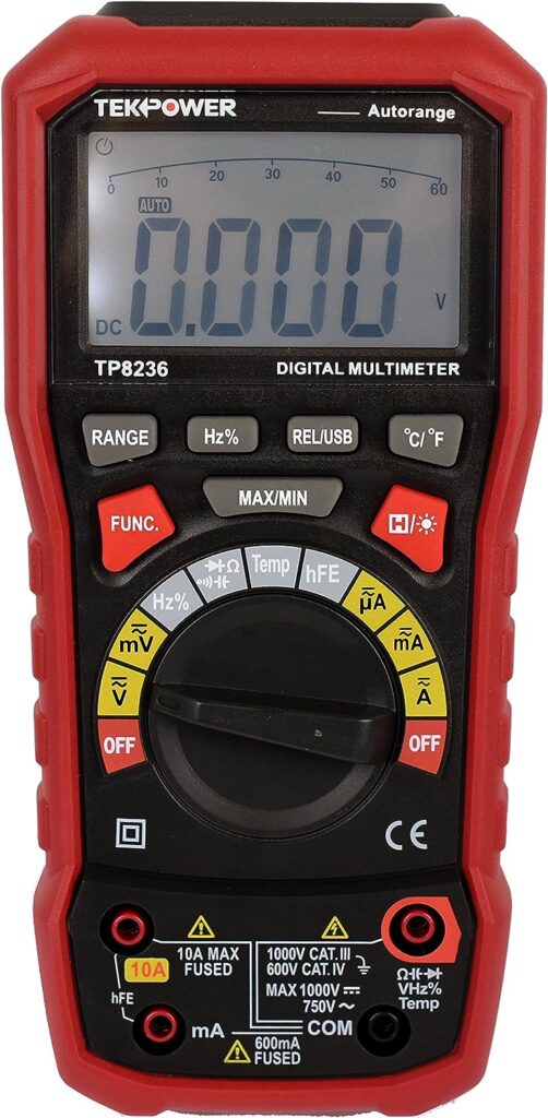 Tekpower TP8236 True RMS USB Digital Multimeter AC/DC Voltage Current Capacitance Frequency Resistance Temperature USB Date Logger