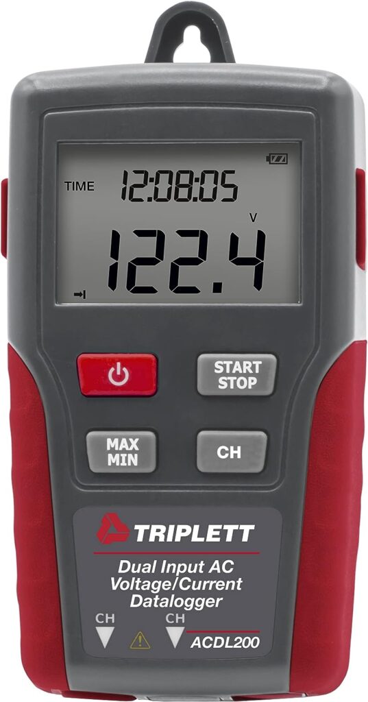 Triplett ACDL200 Dual Input True RMS AC Voltage/Current Datalogger,Black