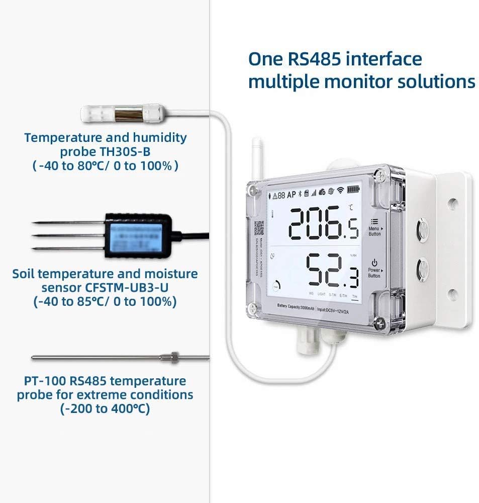 Ubibot GS1-AETH1RS + TH30S-B Ethernet Thermometer Hygrometer, WiFi Temperature Humidity Sensor, Digital Temperature Data Logger, Free App Email Alert(2.4GHz WiFi  RJ45 Ethernet, no hub Required)