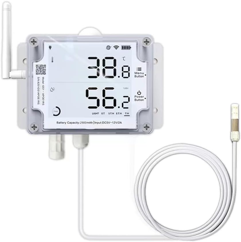 Ubibot GS1-AETH1RS + TH30S-B Ethernet Thermometer Hygrometer, WiFi Temperature Humidity Sensor, Digital Temperature Data Logger, Free App Email Alert(2.4GHz WiFi  RJ45 Ethernet, no hub Required)