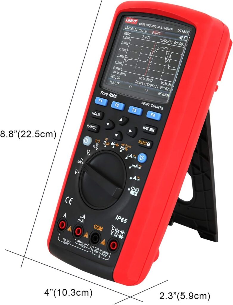 UNI-T True RMS Data Logging Multimeter UT181A with Dual Temperature Measurement Low Pass Filter nS Conductance Trend Capture AC DC Voltage Current Ohm Admittance Capacitance Frequency 60,000 Counts