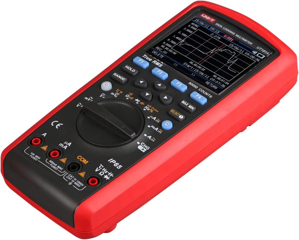 UNI-T True RMS Data Logging Multimeter UT181A with Dual Temperature Measurement Low Pass Filter nS Conductance Trend Capture AC DC Voltage Current Ohm Admittance Capacitance Frequency 60,000 Counts