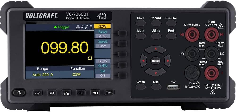 VOLTCRAFT VC-7060BT Table Multimeter Digital Data Logger CAT I 1000 V, CAT II 600 V Display (Counts): 60000