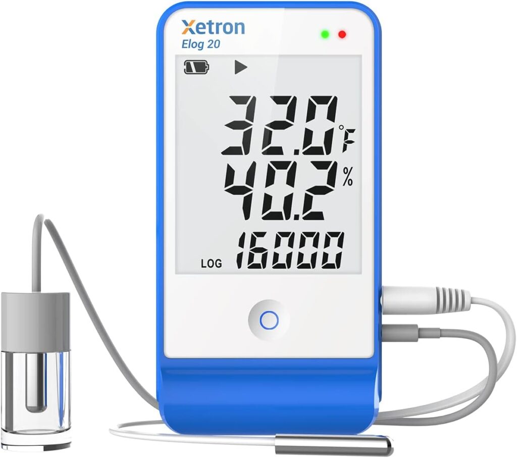 Xetron Elog20 Temperature Data Logger,Waterproof Temperature Recorder with Detachable Buffered Probe, Fridge Temperature Monitor up to 16000 Points,PDF Report,This Years Latest Production