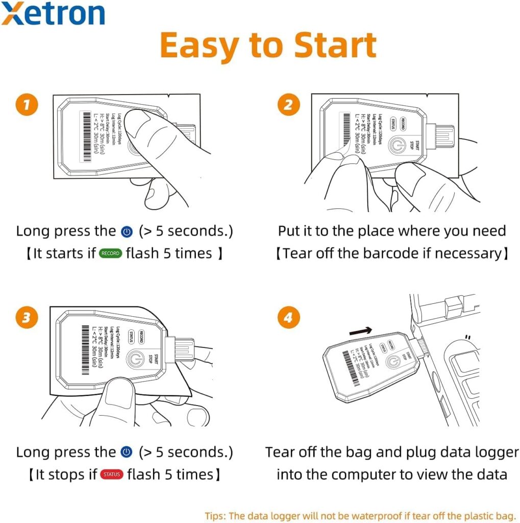 Xetron Single Use Temperature Data Logger 150 Day,USB Temp Recorder,Disposable Data Logging Thermometer Automatic Continuous for Cold Supply Chain Transportation of Medicine and Food USW