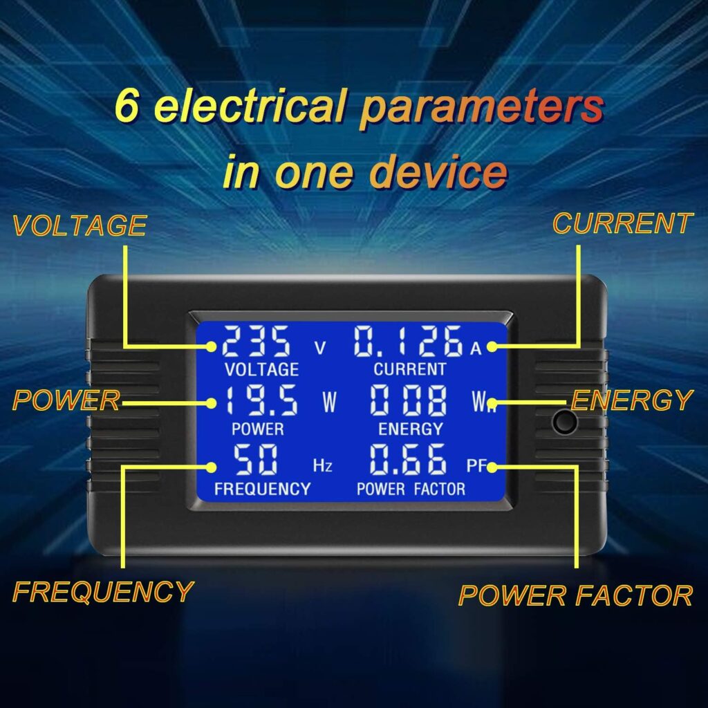 CrocSee AC 80-260V 100A CRS-022B LCD Display Digital Current Voltage Power Energy Frequency Power Factor Multimeter Ammeter Voltmeter with 100A Split Core Current Transformer