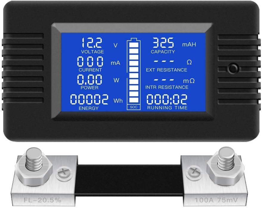 DC Multifunction Battery Tester Meter 0-200V 0-300A LCD Display Digital Current Voltage Solar Power Meter Multimeter Ammeter Voltmeter