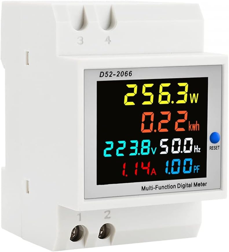 Digital Single Phase Energy Meter Tester Electricity Usage Monitor AC 110V 40V~300V 100A Ampermeter Power Voltmeter Ammeter Voltage Amps Watt Kwh Frequency Power Factor Meter Multimeter (Built-in CT)