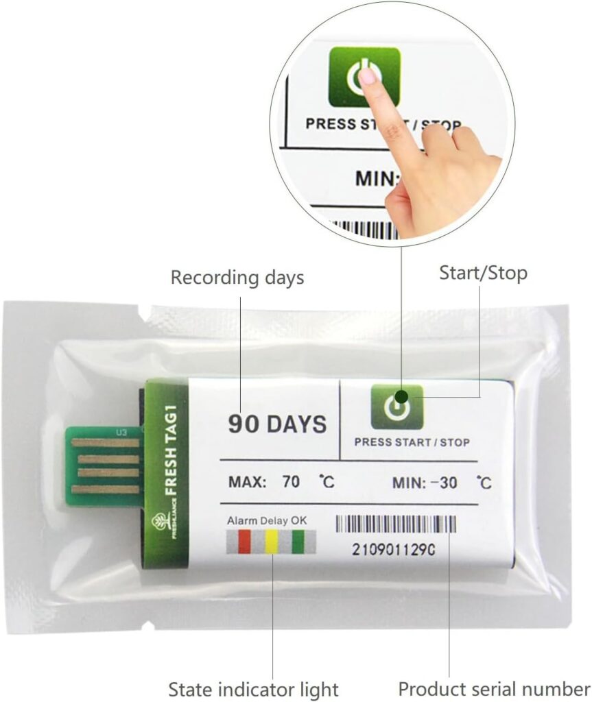 Freshliance 1packs USB Temperature Data Logger Recorder 129600 Points High Accuracy Cover 60days Single Trip Cold Chain Fresh Tag 1