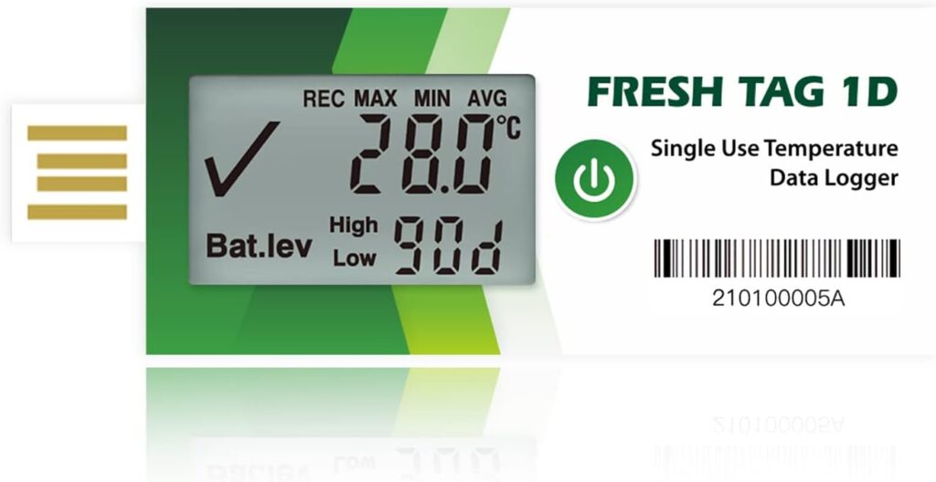 Freshliance Temperature Data Logger LCD Single Use with PDF Report 120Days 10Pack Fresh Tag1D