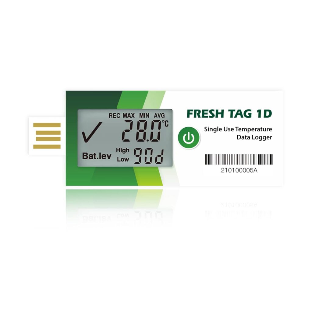 Freshliance Temperature Data Logger LCD Single Use with PDF Report 30Days 10Pack Fresh Tag1D