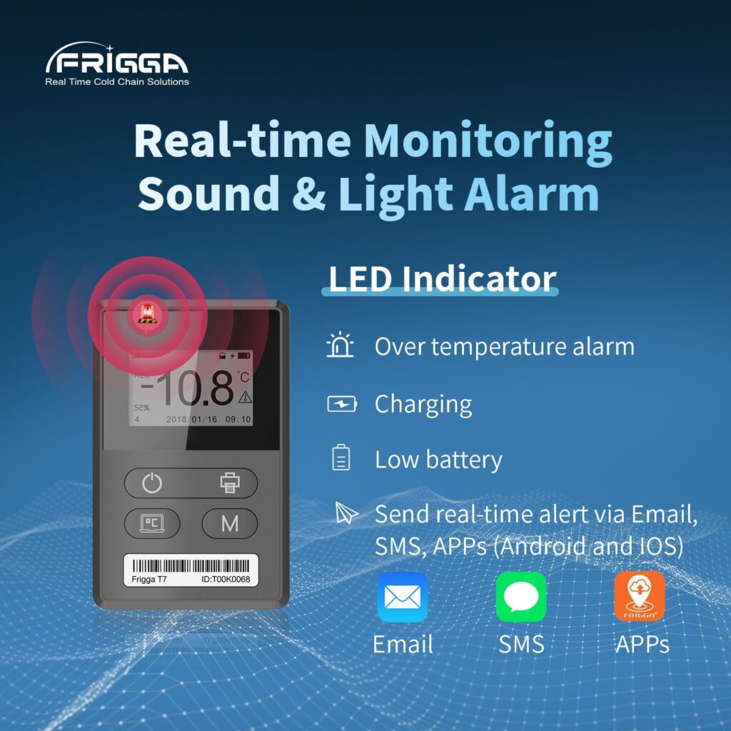 Frigga 4G/5G Real-time Reusable Temperature Humidity Data Logger 50000 Points Wireless Remote Digital Temp Monitor High Accuracy Rechargeable,T70