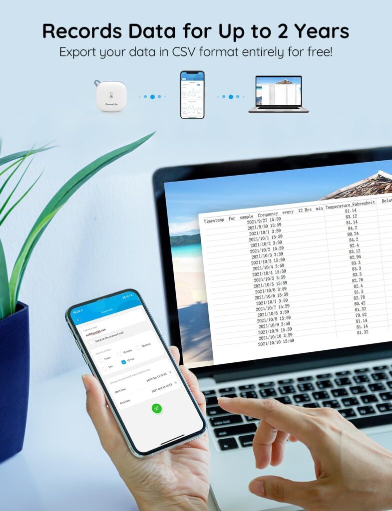GoveeLife Smart Hygrometer Thermometer, WiFi Temperature Monitor H5179, Humidity Sensor with App Alert, 2 Years Free Data Storage Export, Wireless Room Thermometer Indoor for Home, Greenhouse, RV
