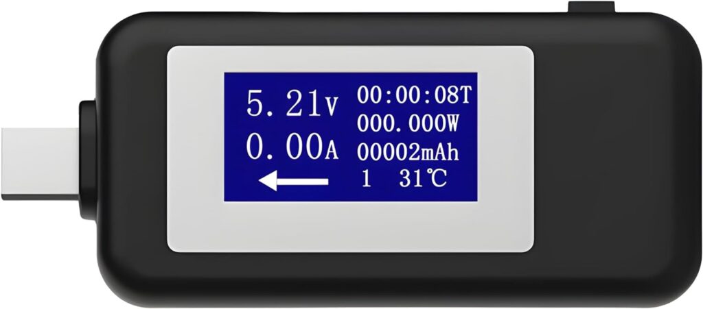 JacobsParts USB C Power Meter: Digital LCD Voltage Current Load Tester for Tablets, Laptops, and More