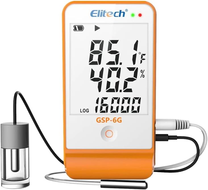 Multiuse Digital Temperature and Humidity Data Logger with Glycol (Range: -40 to 85°C) for Medicine, Vaccine Storage  Monitoring | Model: Elitech GSP-6G