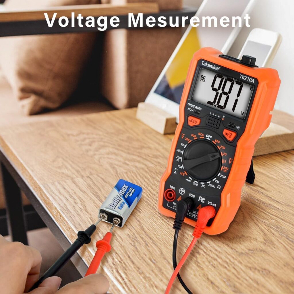 Takamine Digital Multimeter with Ohm Tester and Volt Amp Test Meter,DC AC Digital Voltmeter,NCV Function, Lighting, Bracket and Magnetic Suction Function,Measures Voltage Current Resistance Diodes