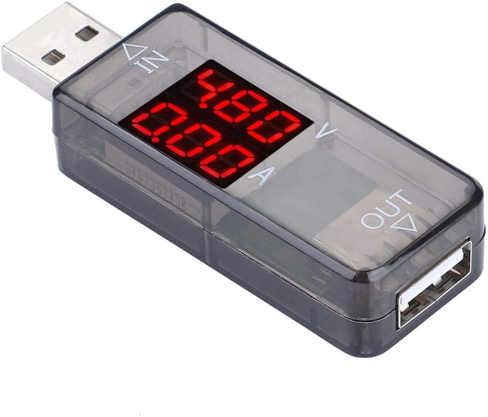 USB Tester, USB Color LCD Voltmeter Ammeter Current Meter USB Meter Multimeter Charger USB Tester USB Voltage Tester 2.8x1x0.4inch (Black)