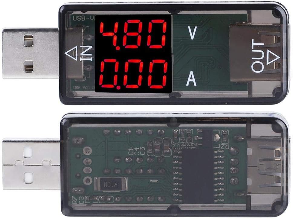 USB Tester, USB Color LCD Voltmeter Ammeter Current Meter USB Meter Multimeter Charger USB Tester USB Voltage Tester 2.8x1x0.4inch (Black)