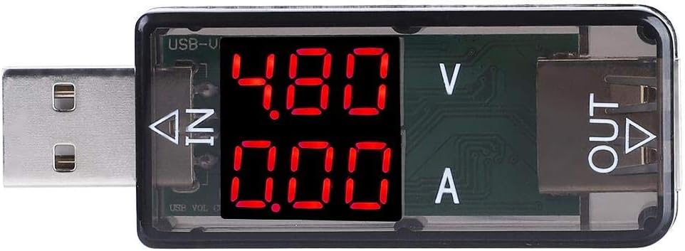 USB Tester, USB Color LCD Voltmeter Ammeter Current Meter USB Meter Multimeter Charger USB Tester USB Voltage Tester 2.8x1x0.4inch (Black)