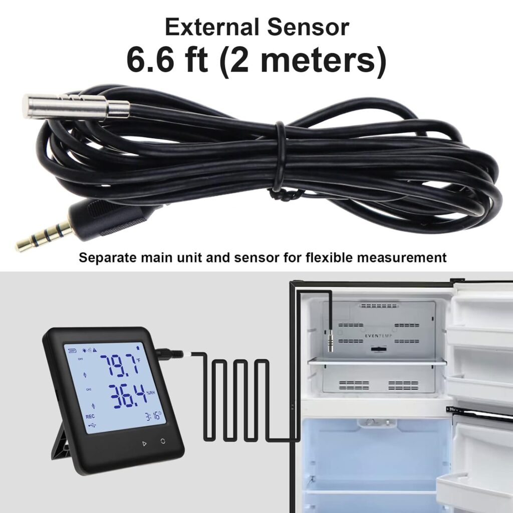 Accurate Thermometer Hygrometer Data Logger 25920 Point Memory, Vaccine Fridge Temperature and Humidity Monitor with Alerts for Medical and Refrigerator Use