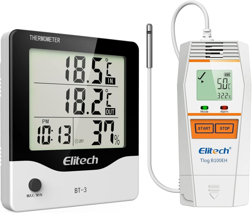 Elitech Tlog B100EH Digital Temperature Humidity Data Logger and Digital Hygrometer Thermometer