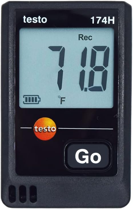 Multi Use Temperature Humidity Data Logger (16,000 Readings) for Food Industries, Pharmaceuticals, Blood Banks, Warehouses Along with Factory Calibration Certificate Model: Testo 174H