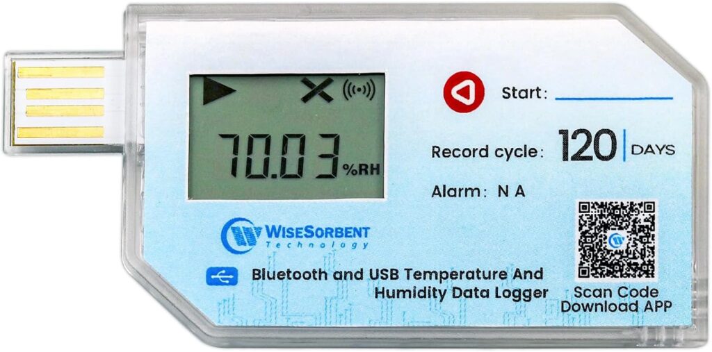 Wisesorb 2 Packs Temp/RH Data Logger with LCD, USB, Bluetooth  App Temperature Humidity Recorder with PDF Report, 120 Days for 32000 Points, Single-use: Industrial  Scientific