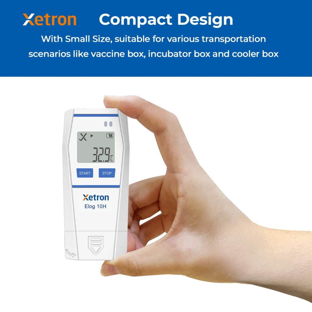 Xetron Multi-Use Temperature Humidity Data Logger with External Probe,32000 Points Reusable Recorder for Cold Chain, PDF Report, Calibration Certificate Elog10EH (1 Pack）Upgrade RC-5