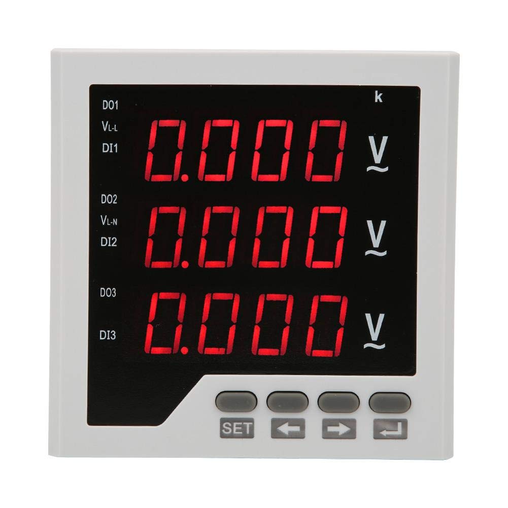 3 Phase Voltage Meter AC 450V, DTM-AV96 Digital Voltmeter 1999 LED Display Panel Programmable Voltage Current Frequency Tester